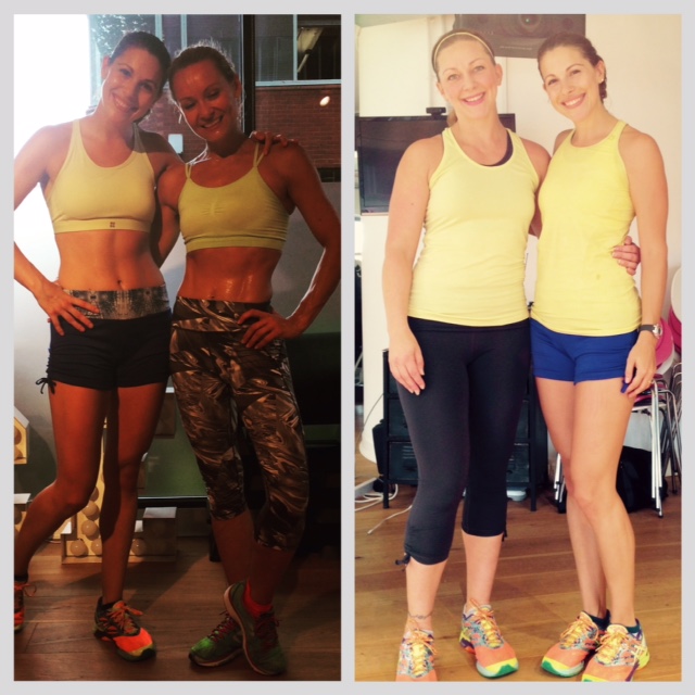 Left: Me with the legend herself, Simone De La Rue; Right: Matching outfits with long-time fitspo and Edinburgh's new BBS instructor Lyndsay!